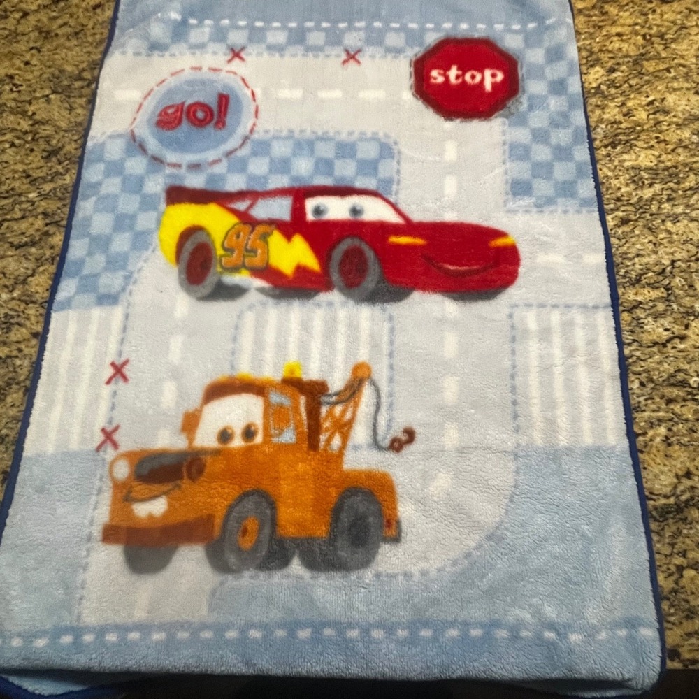 Disney Baby Pixar‎ Cars Lightning McQueen Mater Fleece Throw Blanket 30x45 Blue